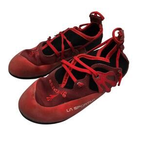 La Sportiva Stick It Kids Climbing Red Shoes US Size 2-3 EU 34-35 Chili Poppy